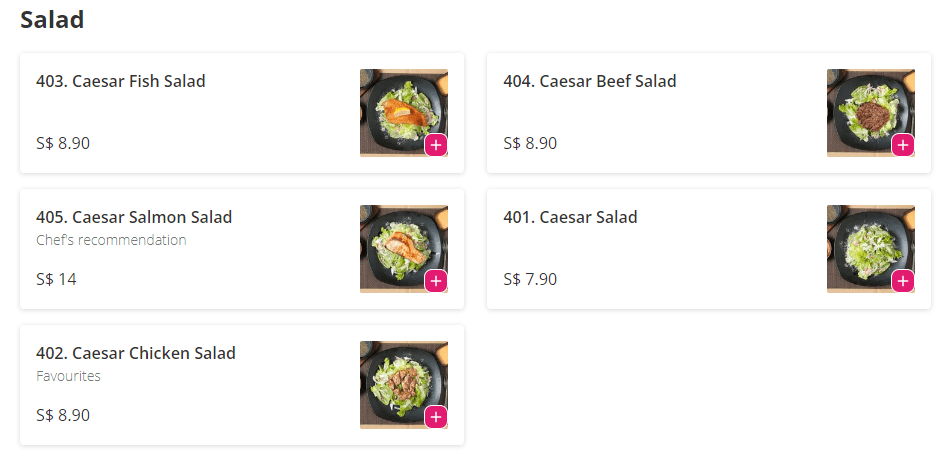 5 Grill Kitchen Singapore Salad Menu