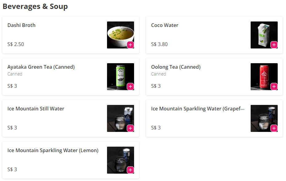 Beverages and Soup Menu