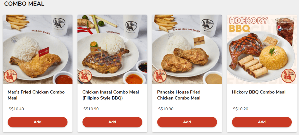Max's All About Chicken Singapore Combo Meals