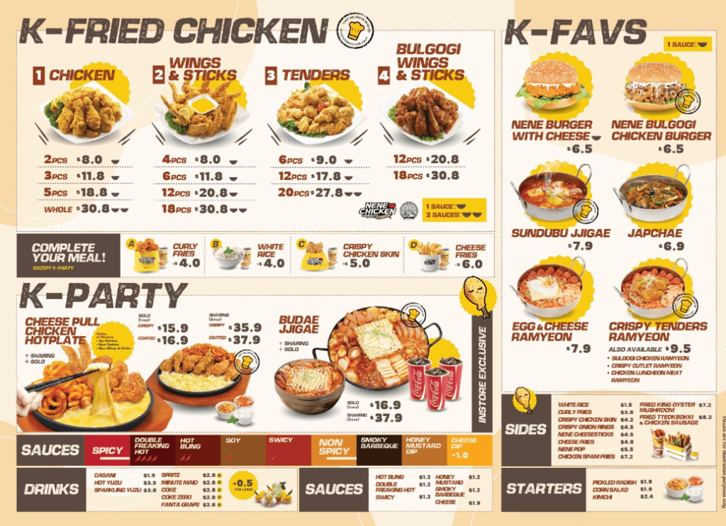 Nene Chicken Singapore Menu K-Fried Chicken