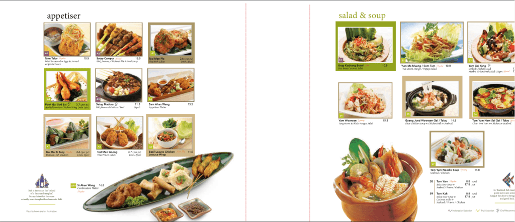 Bali Thai Singapore Salads Menu