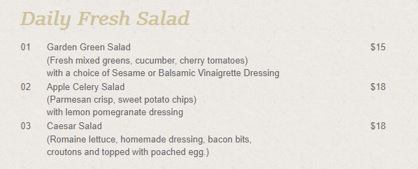 Jag Wine Soup & Salad Menu