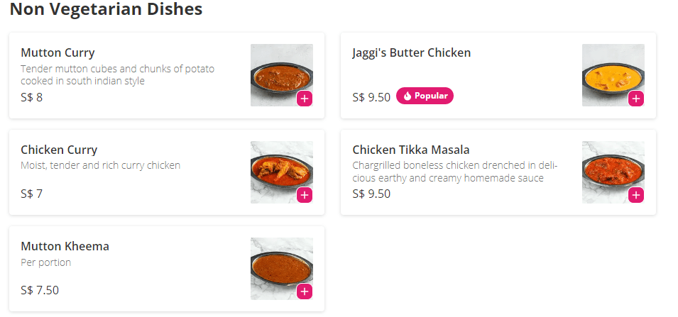 Jaggi's Northern Indian Cuisine Non Vegetarian Dishes
