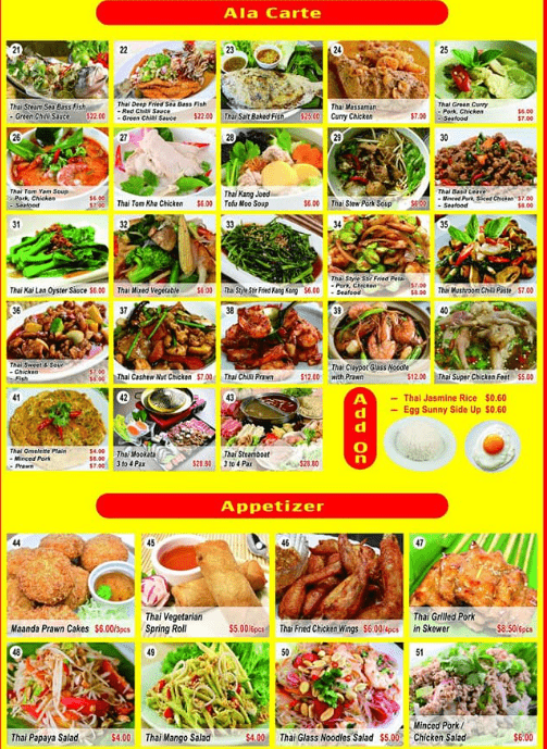 Maanda Thai Cuisine Menu 2023 