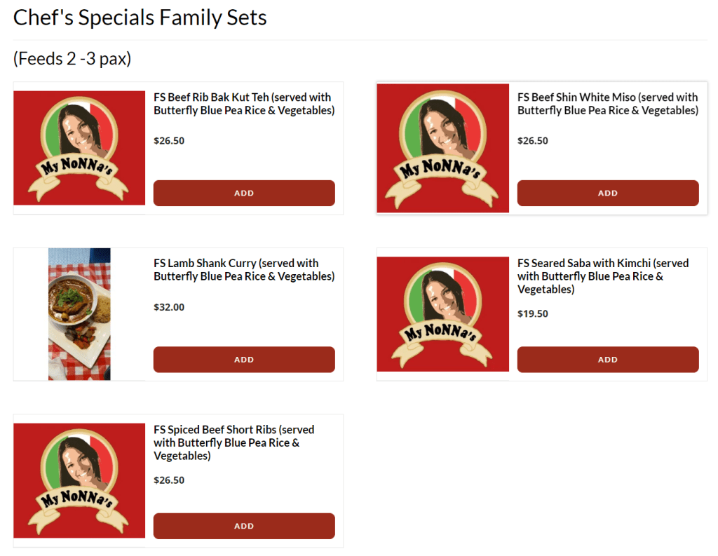 My NoNNa’s Chef’s Specials Family Sets