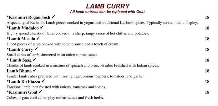 Soul Of India Lamb Dishes