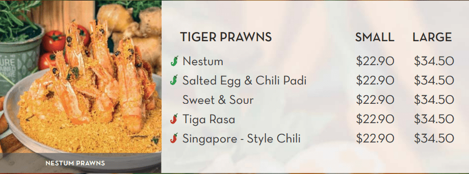 Spize Tiger Prawns Menu