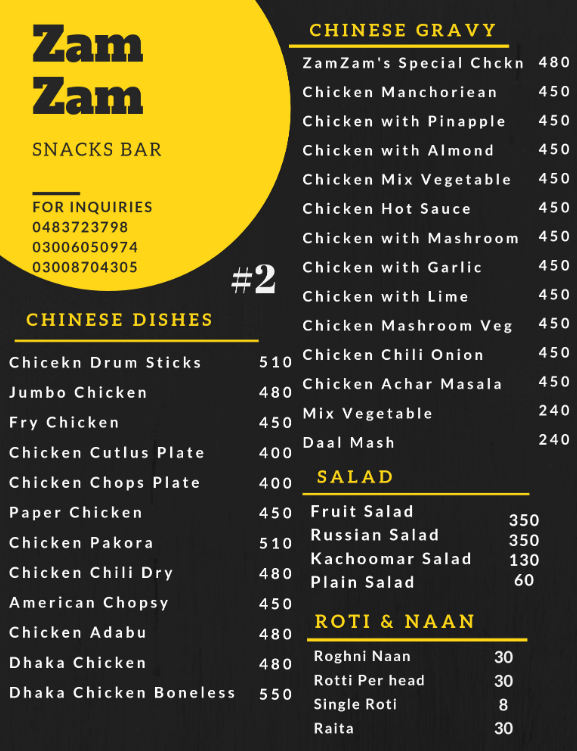 Zam Zam Restaurant Price