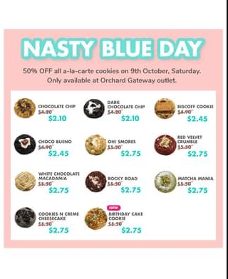Nasty Cookie Menu Singapore Price