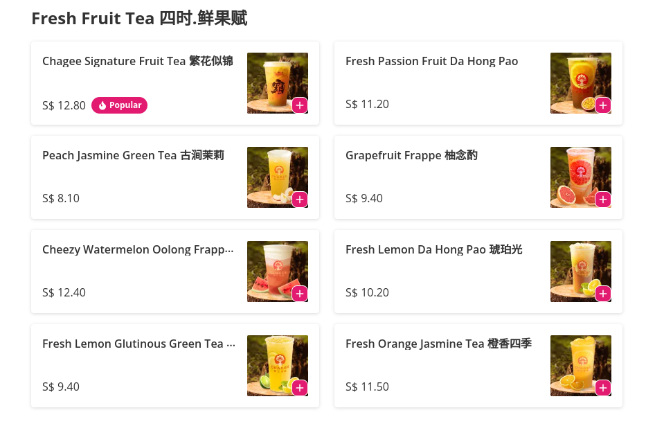 Bawangchaji Menu Singapore Fresh Fruit Tea