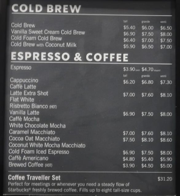 Starbucks Menu Singapore Espresso