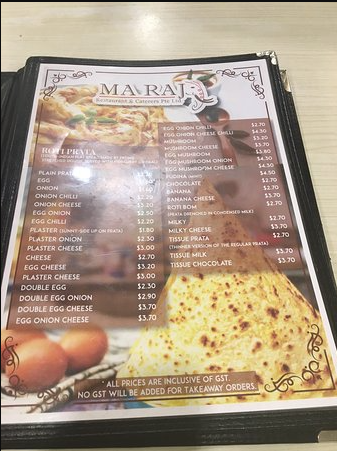 Maraj Restaurant Menu Singapore Price