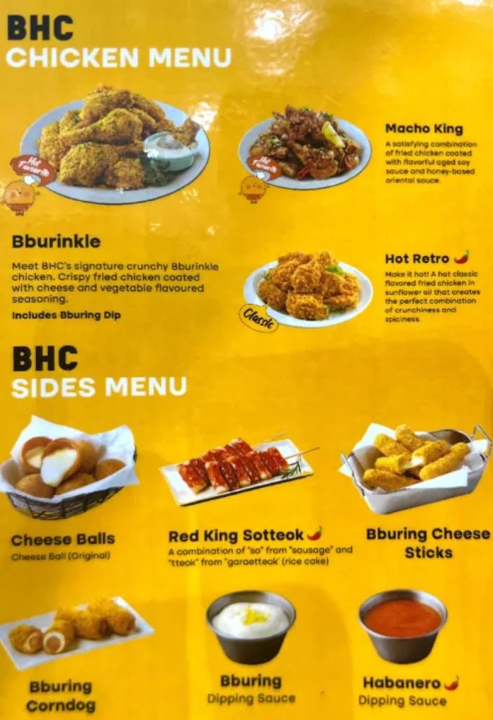BHC Chicken Singapore Menu