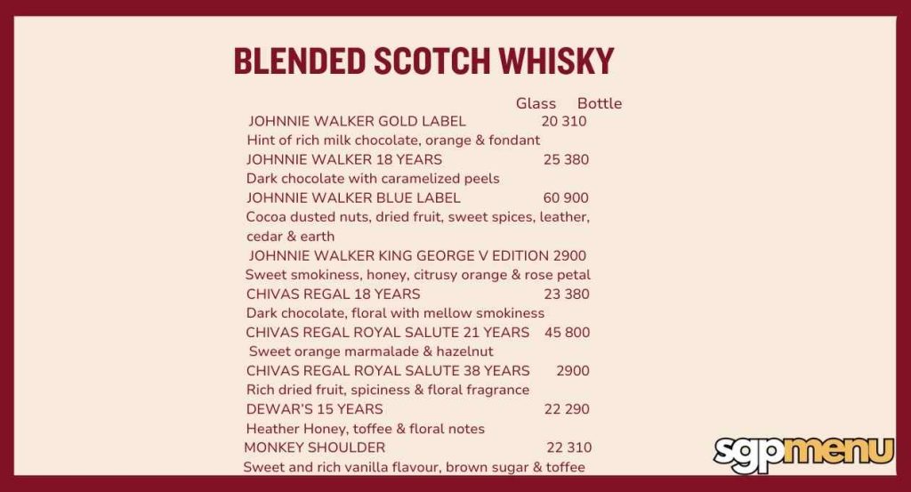 C'est La Vie Singapore Menu - Blended Scotch Whiskey