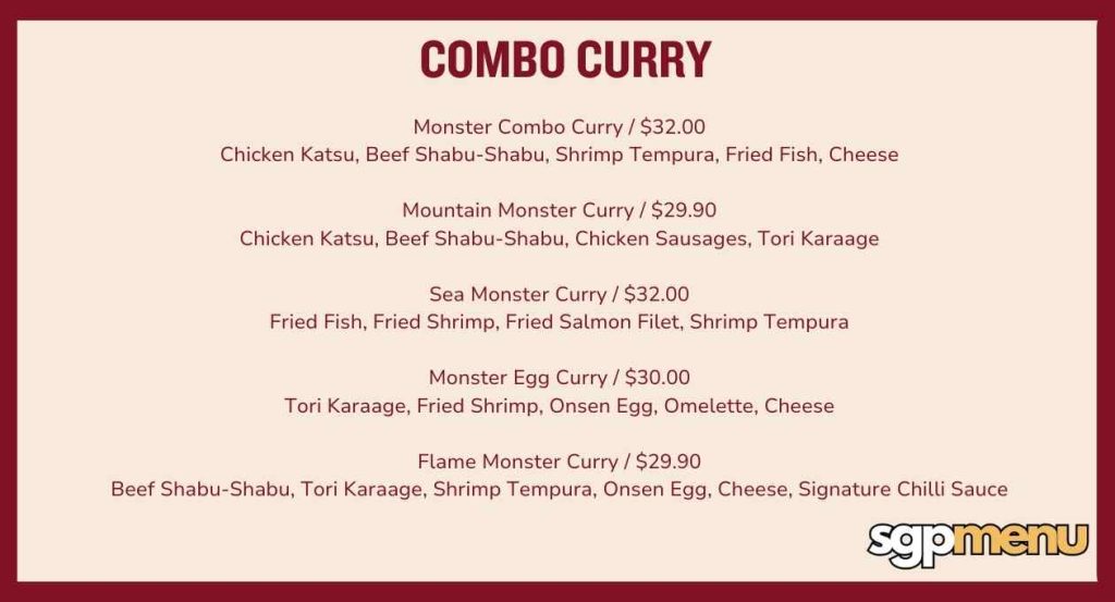 Monster Planet Singapore Menu - Combo Curry