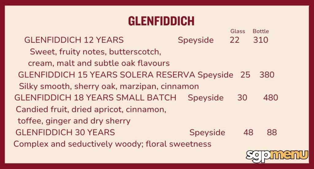 Glenfiddich Menu (Ce La Vi)