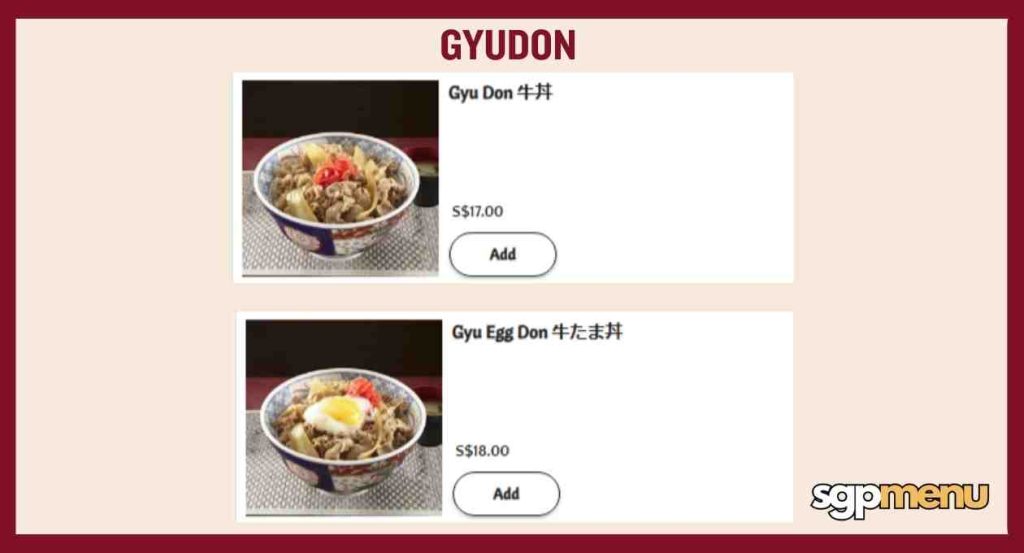 Tokyo Shokudo Menu - Gyudon 牛丼 