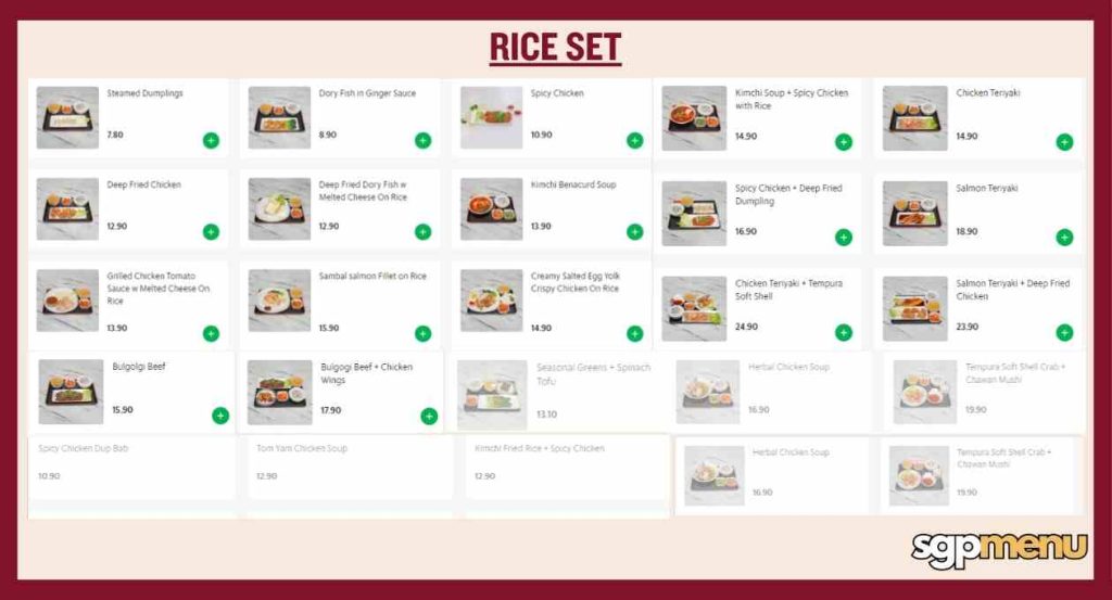 Just Acia Sinapore Menu - Rice sets