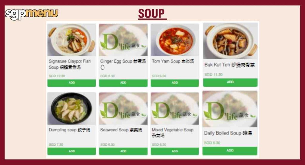 D’Life Singapore Menu - Soup