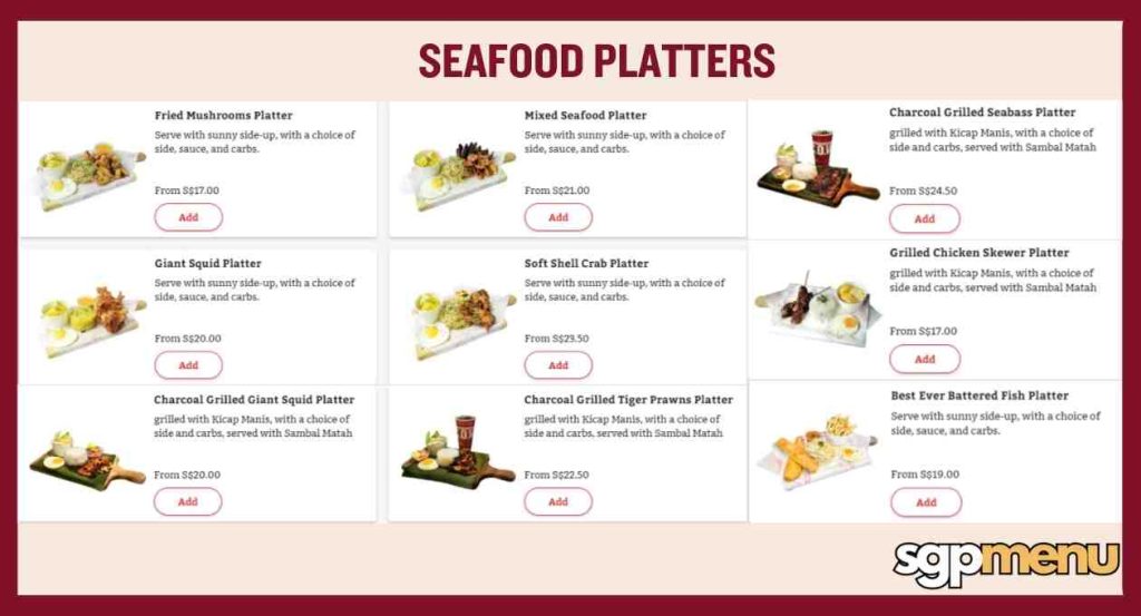 Cajun On Wheels Menu Singapore - Seafood Platters