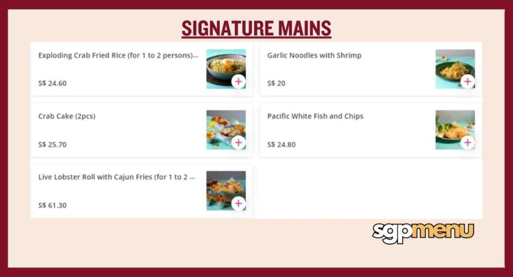 Crab Prices - Signature Mains