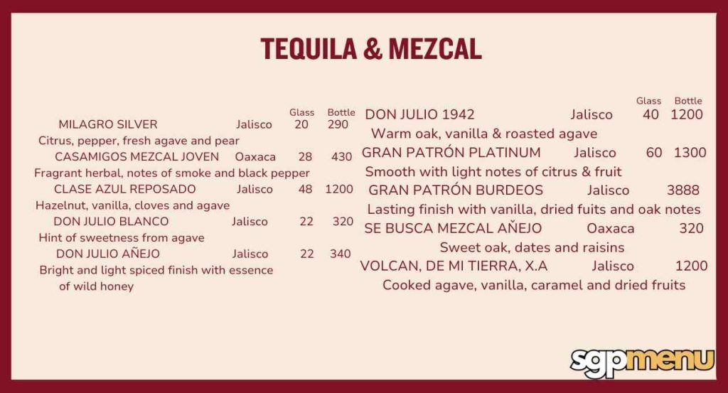 Ce La Vi Restaurant Singapore - Tequila & Mezcal