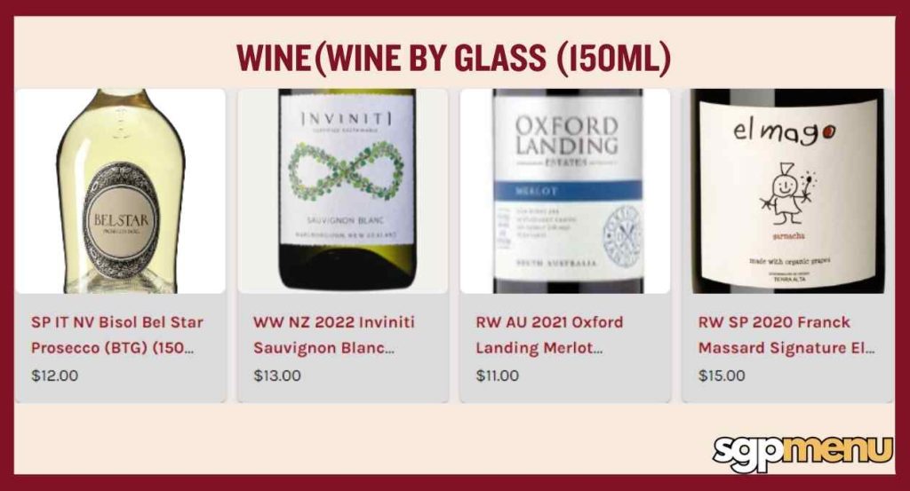 Koal Singapore - Wine By Glass (150ml) Menu
