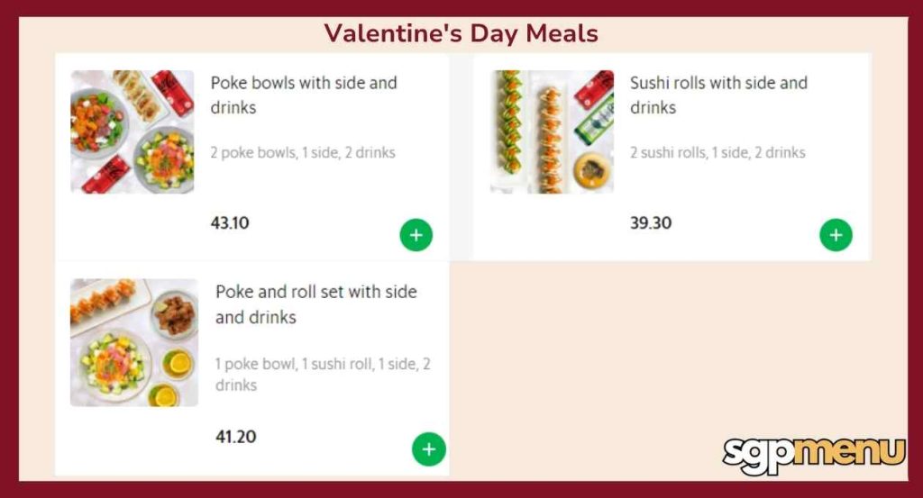 Rollie Ollie Menu - Valentine's Day Meals