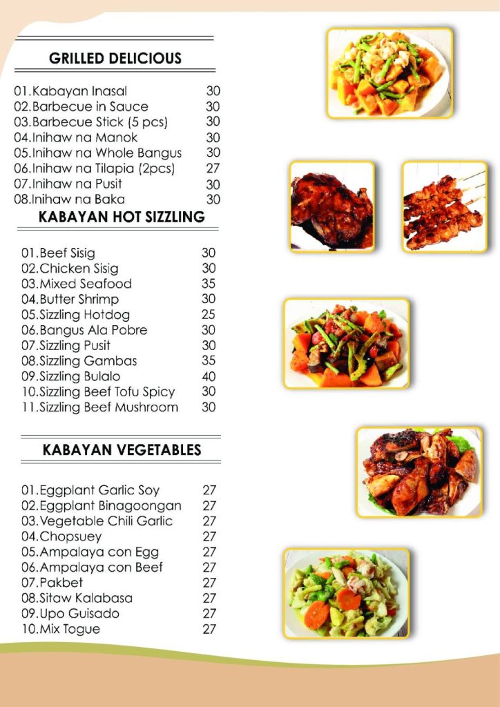Kabayan Restaurant Menu - Hot Sizzling