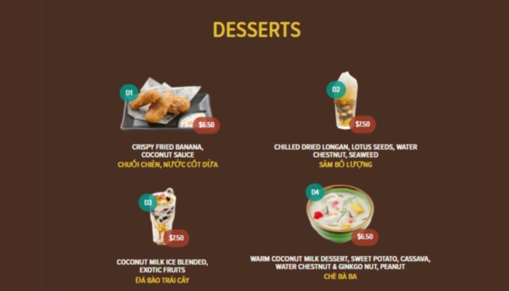 NamNam Menu Prices - Desserts